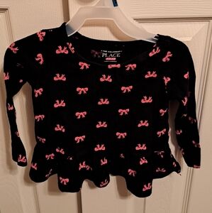 The Children's Place Black and Pink Bow Kids Top good preloved condition.